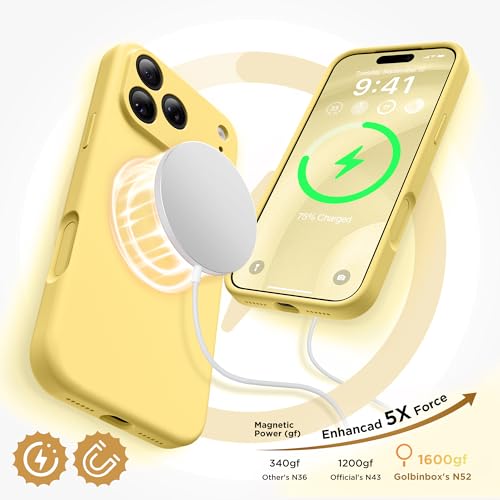 Image of GolbinBox Magnetic for iPhone 17 Pro Case, Silicone Cover, Jasmine Yellow