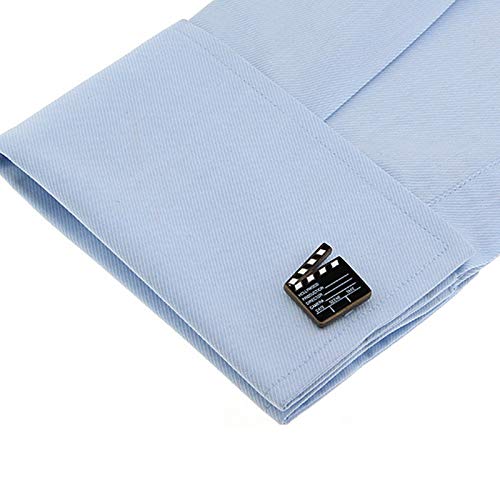 Mancuernillas negras para hombre KnBoB con diseño de claqueta miniatura 4