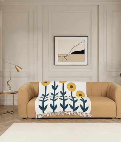 Image of Soft Throw Blanket | Used Both Indoor and Outdoor | Blanket for Living Room | Bedroom | Hall | Kids Room | Sofa and Bed or Chair Throw (Sun Flower)