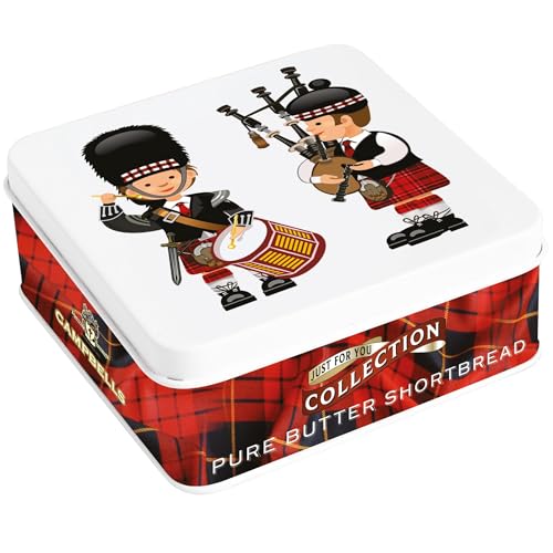 Campbells Shortbread Fingers Pipers Tin 3.2 Oz (90g) - Pure Butter Scottish Shortbread Cookies from Scotland, Crumbly Butter Fingers, British Tea Biscuits & Snacks, Scottish Treats in Gift Tin