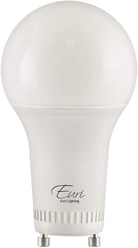 Euri Lighting EA19-8W2000eG-2 - Paquete de 2 bombillas LED A19, 3000K (blanco suave), atenuación, 8W (60W) equivalente a 800lm, ángulo de haz de