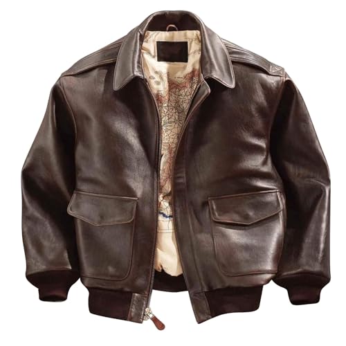 Generisch Kunstlederjacke Herren Vintage - Lederjacke Oversized...