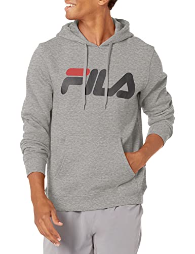 Fila Men's Classic Fleece Speed Logo Hoodie, Grey Heather, S at