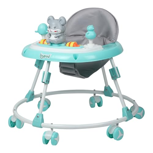 Image of JoyRide Musical Baby Walker with Adjustable Seat, Interactive Toy Bar, Foldable Design, 6-18 Months (Green)