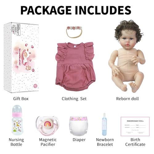 Muñeca Reborn Niña 20 Pulgadas con Accesorios y Caja miniatura 6