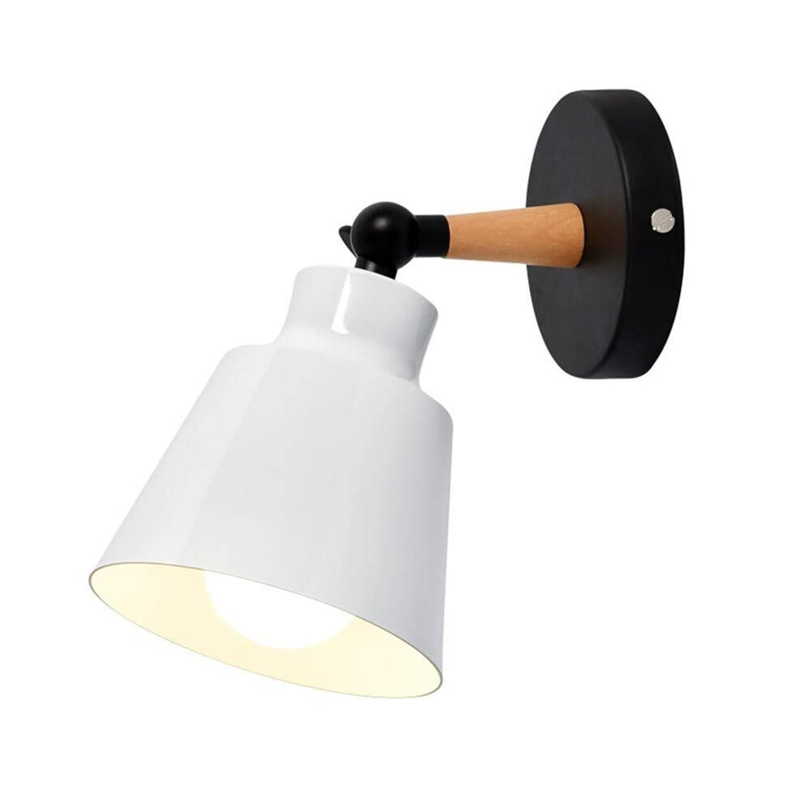 KHUKHU Wall Light Black Fixtures Nordic Wall Sconce Lamp Macaron Edison Copper Lamp Holder Aisle Lights Corridor Lamp Bedside Reading Light E26(White)
