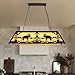 7PM 48-inch Tiffany Pool Table Light, 4-Light Billiard Table Light for 7' 8' Table, Billiard Island Chandelier for Game Room, Farmhouse Linear Chandelier for Kitchen Dining Room, Cabin Wildlife Style