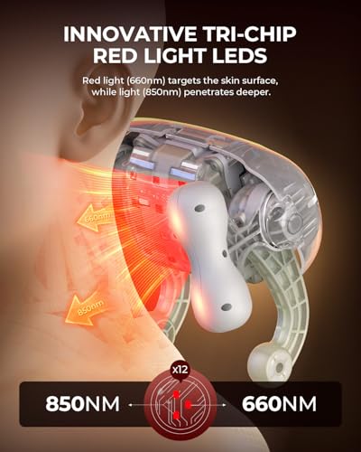 Image of CooCoCo Red Light Neck Massager with Heat, Cordless Shiatsu Massage