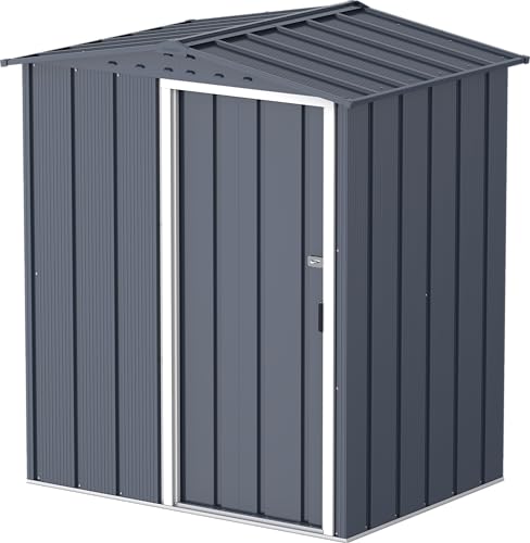 Duramax - caseta cobertizo jardín - ECO ELCHE 5X4 - Metal - color gris antracita - 1.2 (con el voladizo) x 1.6 x 1.8 metros