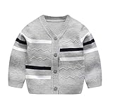 Sleeve Length(Cm):Full Baby Sweater Boy V-Neck Single-Breasted Sweater Coat 0-24M Gray 3M