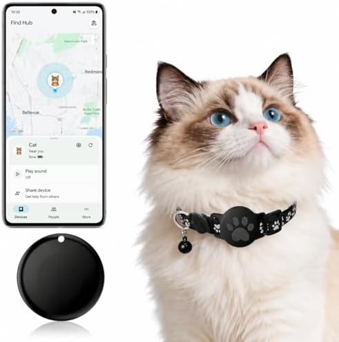 Pet Tracker,GPS Collar for Cats (Android Only) Smart tag,Waterproof Compatible with Google Find My,No Monthly Fee,Smart Collar for Pet