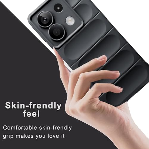 Image of A rtistque Liquid Silicone Stripes Back Cover Case for Mi Redmi Note 13 Pro 5G | with Camera Protection | with Inner Fabric | Anti Slip Grip | AirBag Case - Black