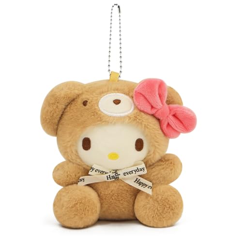 Ahlsense Cute Hello Plush Keychain - Classic Series Mini Soft Stuffed Keychain Charm for Backpacks, Purses, Girls, and Fans (Bear Brown)