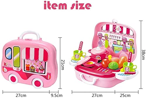 Image of LONGMIRE Kids Kitchen Play Set in Carry Case | Pretend Cooking Toy with Pots | Fruits | Utensils & Stove | Portable Suitcase KitchenToy for Girls & Boys 3+ Years