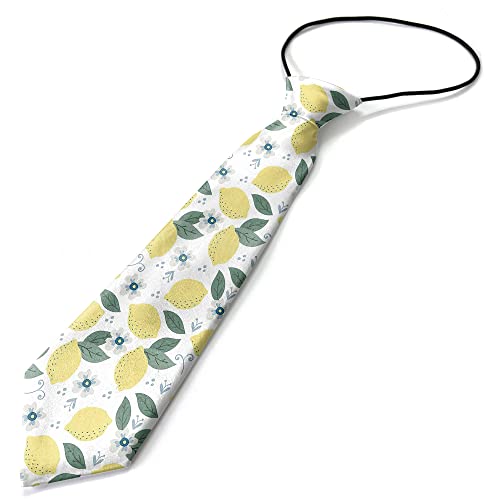 KAWAMOUSE Toddler Size (Lemons) Pre-Tied Adjustable Novelty Necktie, Fashion Conversational Neck Strap Ties for Boys and Children, for Wedding Parties Events