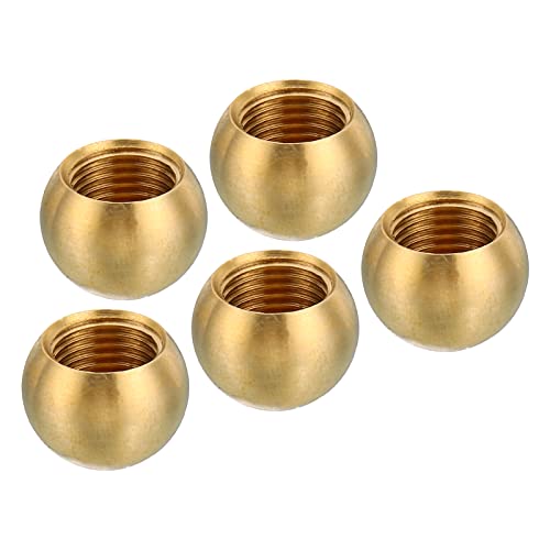 Image of PATIKIL M10x1 15mm Thread Lamp Finials Cap Knob, 5 Pack Brass Ball Lamp Decoration Screw Caps Threaded for Furniture Lighting Lamps