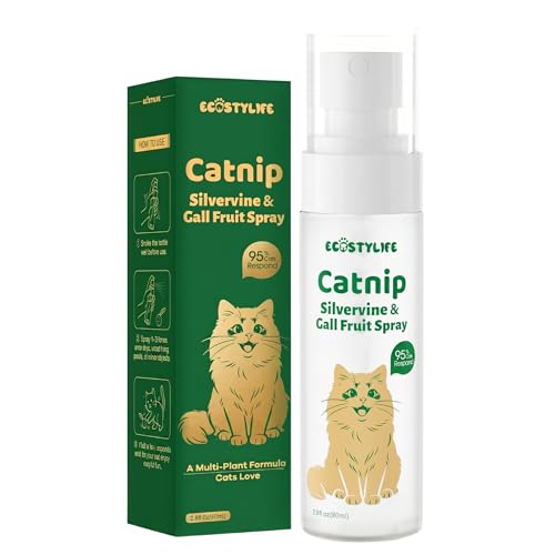 Upgraded Catnip Spray for Indoor Cats 2.8 fl oz Natural Formula with Silvervine & Gall Fruit Encourages Play & Scratching Ideal for Scratching Post Suitable for Cats Less Responsive to Catnip