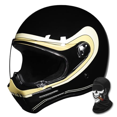 Casco integral de motocicleta de estilo retro para adultos unisex, casco de ciclomotor para turismo con visera solar, cascos de motocicleta antichoque aprobados por ECE/DOT,Color B-XXL(63~64cm)