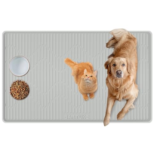 Bartuke Dog Food Mat, 54" x 27.5" Extra Large Silicone Pet Feeding Mat with Raised Edge Silicone Mat for Food and Water Pet Placemat for Small, Medium, and Large Pets Non-Slip, Easy to Clean by Bartuke - Used condition - US$35.75