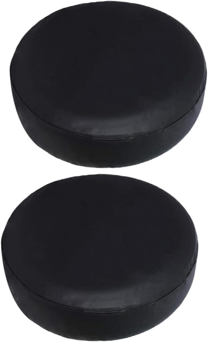 2pcs Black PVC Leather-Like 15-inch Spare Tire Covers for Trailers and Rvs, Waterproof Wheel Protectors Compatible Truck Camper Spare Tires