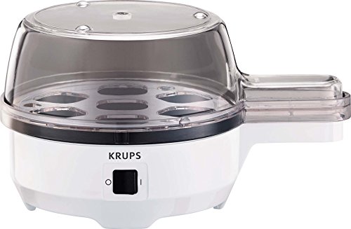 Krups Eierkocher Ovomat Spezial, Für bis zu 7 Eier, inkl. Wasser-Messbecher mit Eierstecher, Herausnehmbarer Eierhalter, Signalton, 350 Watt, Weiß/Schwarz, F23370
