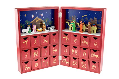 Clever Creations Wooden Christmas Advent Calendar, Countdown to Christmas, Festive Holiday Decoration, Book Nativity Scene