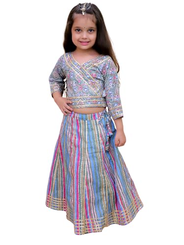 Image of The Mom Store Baby /Kids Girls Lehenga Set Ethnic Wear | Printed | Trendy Stylish Elegant Lehenga Set For Festivals & Special Occasions | Cotton