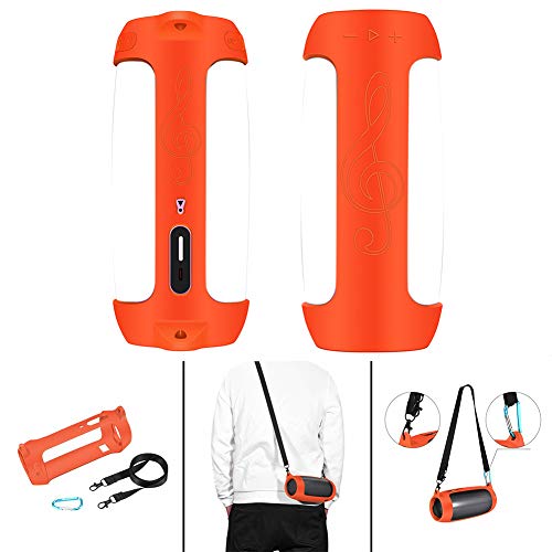Preisvergleich Produktbild MCLseller Bluetooth-Lautsprecher-Silikonhülle für JBL Pulse4, Schutzhülle mit Schultergurt, tragbare, staubdichte, sturzfeste Aufbewahrungstasche