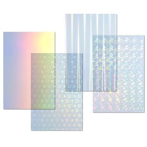 Image of Iridescent Sparkle Radiant Acrylic Sheets, Radiant Colored PMMA Plastic Panel for Laser Cutting Crafting DIY Decorate Art Craft (4, Aurora+Cullet+Love+Dazzling, 8x12inch)