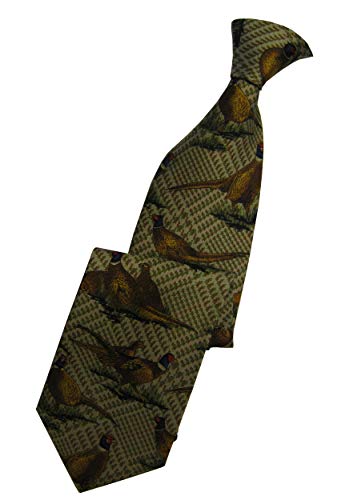Hoggs of Fife Silk Country Tie Flying Pheasants on Wine Small Green
