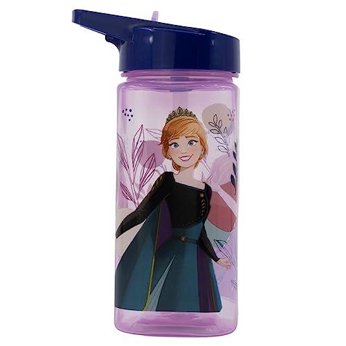 Frozen Reusable Square Water Bottle Drink Bottle with built-in handle for Easy Carry School Lunch Kids Childrens 510ml BPA free Plastic (Frozen)