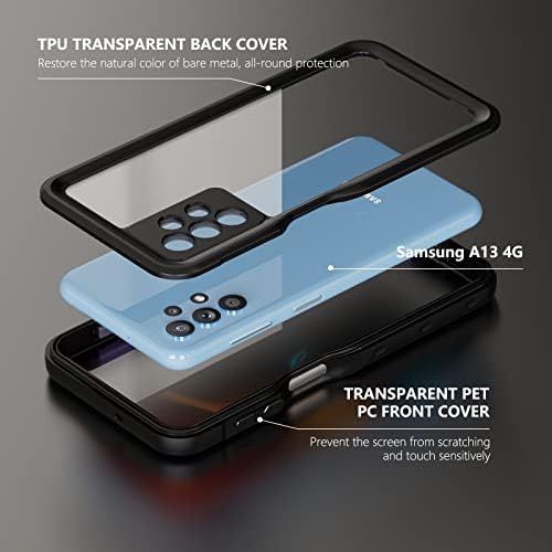 Samsung Galaxy A13 4G Waterproof Case with Built-in Screen Protector Dustproof Shockproof Heavy Duty Phone Case, Rugged Full Body Underwater Protective Cover for Samsung Galaxy A13 4G (Black)