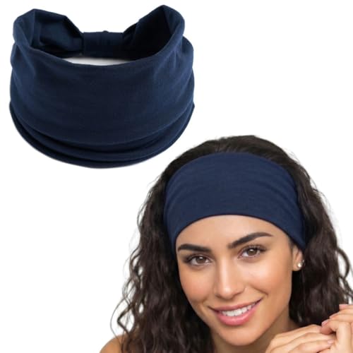Image of XFYT Gorgeous Elegant Sports Hairband | Soft Sweat Absorbent Stylish Stretchable Headband for Men and Women (Midnight Navy Blue)