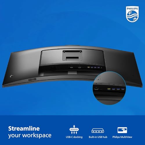 Image of PHILIPS 34E1C5600HE 34 inch UltraWide QHD 21:9 Monitor with Built-in Windows Hello Webcam & Noise Canceling Mic, USB-C Docking, Stereo Speakers, 100Hz, 4-Year Advance Replacement