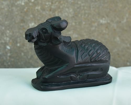 Estatua Nandi de Piedra Húmeda para Decoración y Puja miniatura 7