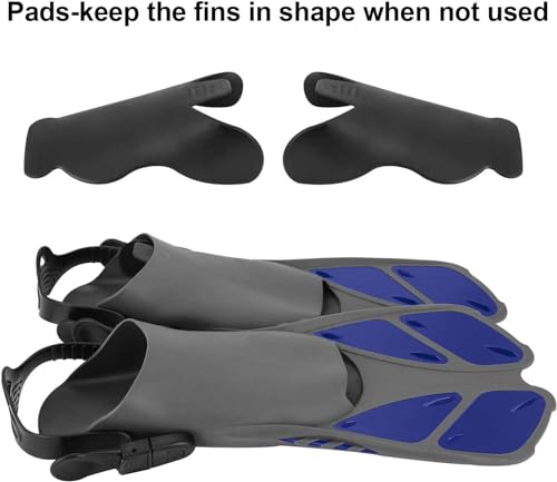 Oumers Snorkel Fins, Travel Size Adjustable Strap Diving Flippers with Mesh Bag and Extra Buckle Connector for Men Women Snorkeling Diving Swimming