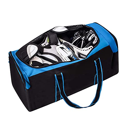 Jetstream Heavy Duty Hockey Bag | Multi Pocket Travel Duffel Bag | Large Sports Gym Equipment With Water Repellency | Foldable Luggage Bag With Padded Handles For Camping (36 Inch, Blue) #TOP2