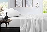 True Luxury 1000-Thread-Count 100% Egyptian Cotton Bed Sheets, 4-Pc Queen White Sheet Set, Single Ply Long-Staple Yarns, Sateen Weave, Fits Mattress Upto 18'' Deep Pocket