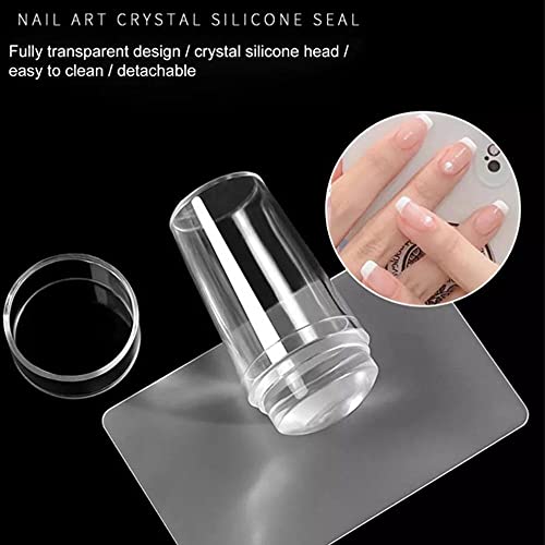 MZY118 Klare Silikon-Gelee-Stempel, Silikonkopf mit Abdeckung Nail Art Seal, Nagelstempelschablonen mit Schaber, kein… – Bild 8