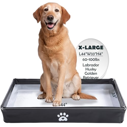 MEEXPAWS Riesen Hundetoilette faltbar, Extra große PIPI Pad Halterung mit hohem Rand (110x83 cm...