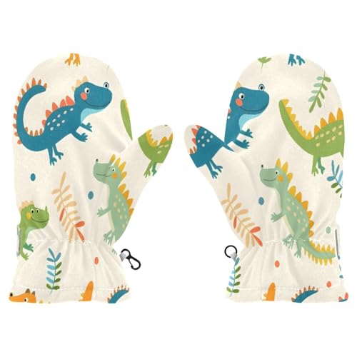 Kid's Winter Gloves Children Warm Gloves Cute Crocodile and Leaves for Boys Girl Age 4-6 Years