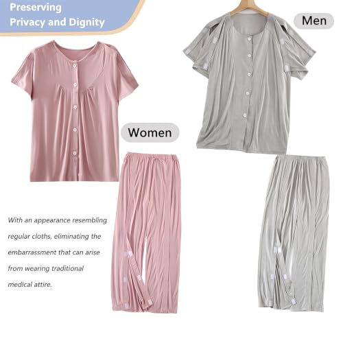 Image of Adaptive Post Surgery Pajama Set,Side Tear Away Patient Clothes for Men(Gray,L)