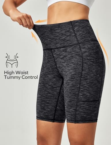 Ewedoos Biker Shorts Women Tummy Control Workout Shorts with 3 Pockets High Waisted Compression Gym Running Yoga Shorts Women