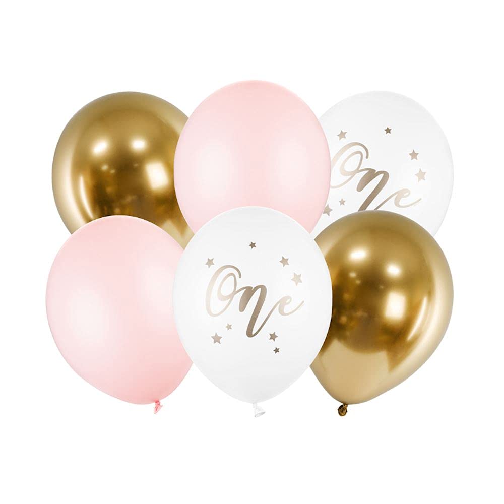 PartyDeco Luftballons Set 'One' – 6 Stück, Pastell Hellblau, 30 Cm, Für Geburtstag & Feier