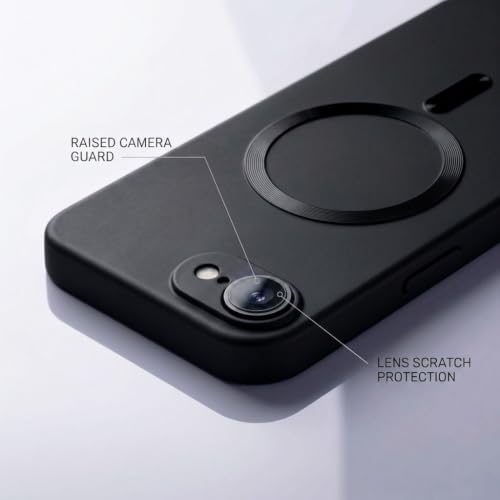 Image of amazon basics Premium Mag-Safe Case for iPhone 16E | Shockproof & Anti-Scratch Cover | Soft Silicone with Wireless Charging | Camera Lens Guard - Black