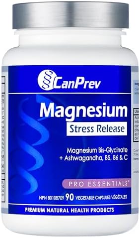 CanPrev Magnesium Bis-Glycinate + Ashwagandha, 90 Capsules 30-Day Supply - B5, B6 & Vitamin C Capsules Supplement - Ideal for Restore Mental Calmness, Irritability and Concentration - Vegan & Non-GMO