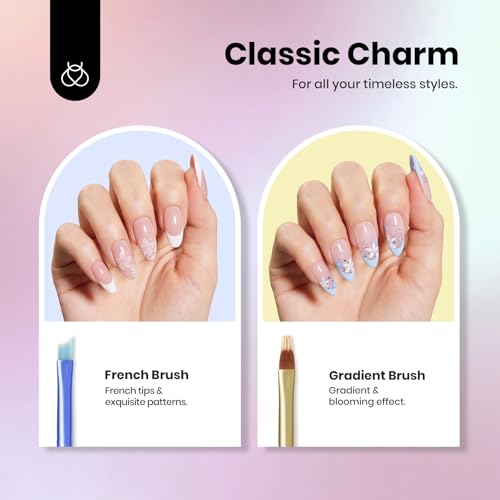 Image of Beetles Nail Art Brushes Set for Gel Polish 8 Pcs - Nail Art Design Pen Fingernail Painting Dotting Tool, Liner Gradient Clean Up Brush DIY with Palette Rainbow Pastel Pen Set Manicure Kit