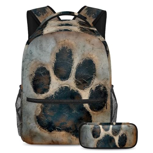 Sac à dos patte de chien et chat ensemble cartable grand format pour la rentrée scolaire