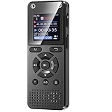Gravador de Voz de 64 GB com Reprodução, Mini Gravador de Voz com Leitor MP4 Integrado, Redução de Ruído de 7 Níveis e Proteção por Senha, Gravador Ativado por Voz para Palestras, Reuniões