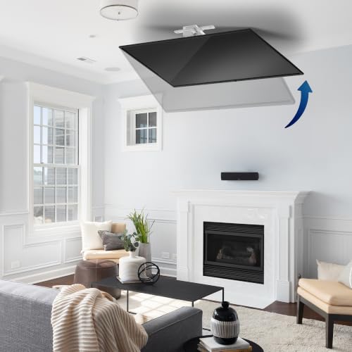 Image of VIVO Swivel Electric Ceiling TV Mount, 37-70 in Screens, MOUNT-E-FD75CW-S | White, Swiveling, Large Motorized Flip Down, Pitched Roof VESA Mount, Heavy Duty Steel, App and Voice Control, Holds 99 lbs